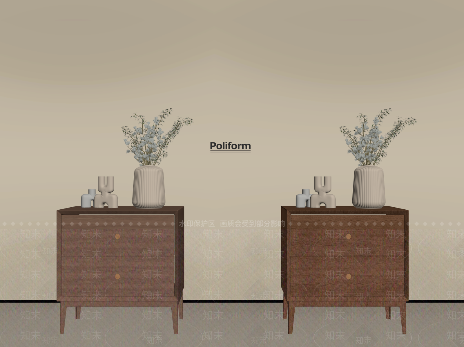 新中式床头柜SU模型下载【ID:1194200777】