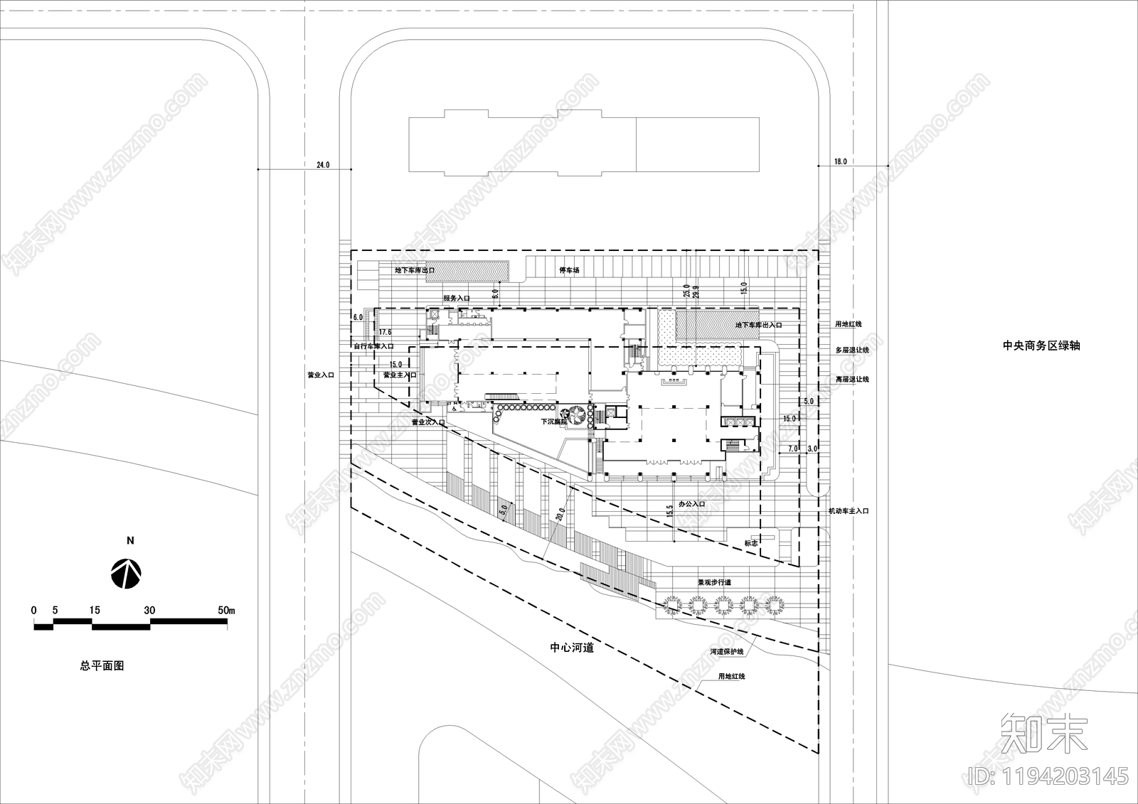 现代极简办公楼建筑cad施工图下载【ID:1194203145】