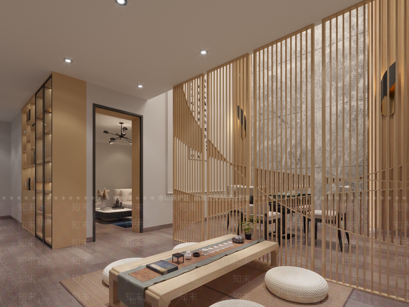 新中式日式茶室3D模型下载【ID:1194203584】