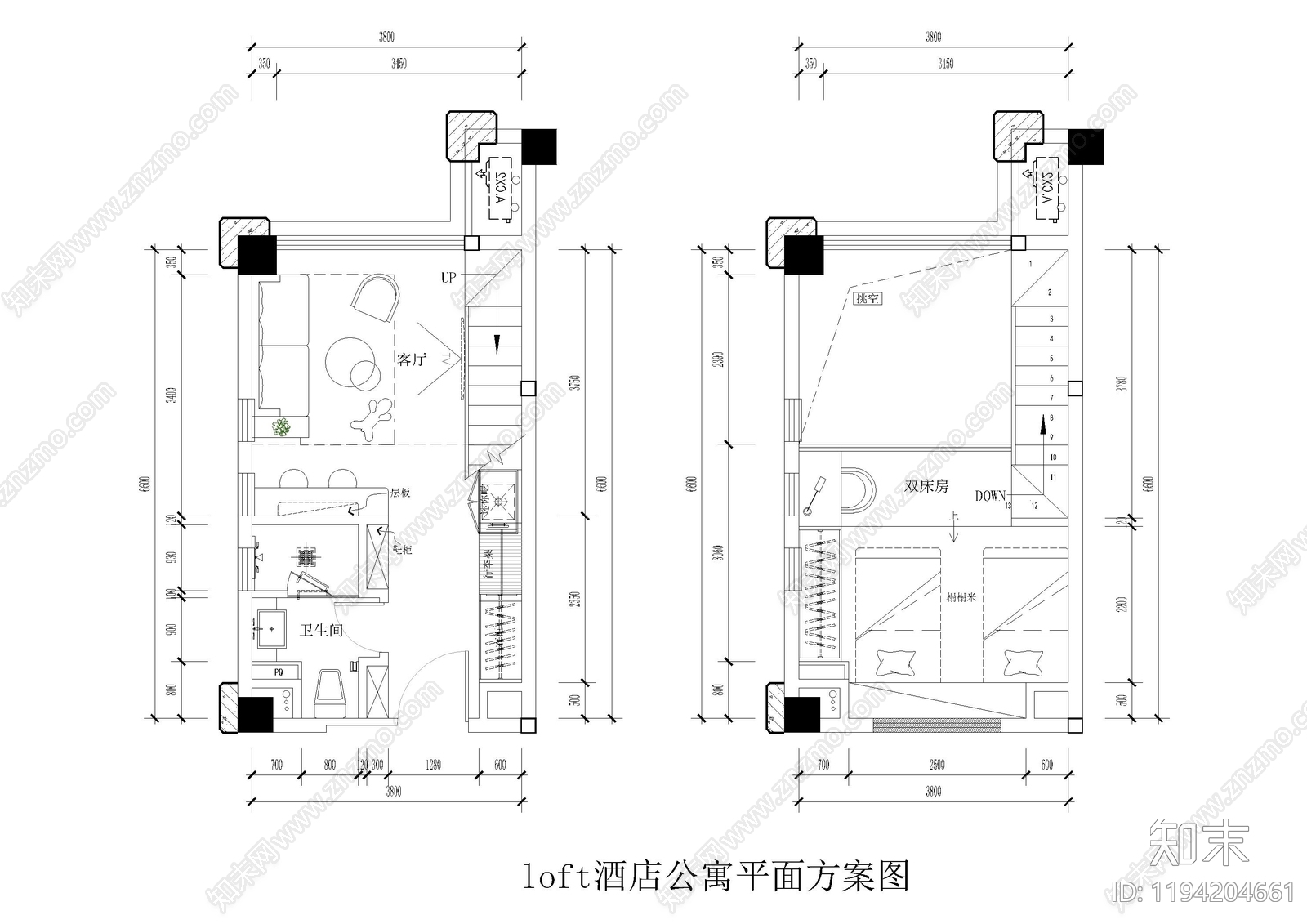 loft公寓施工图下载【ID:1194204661】