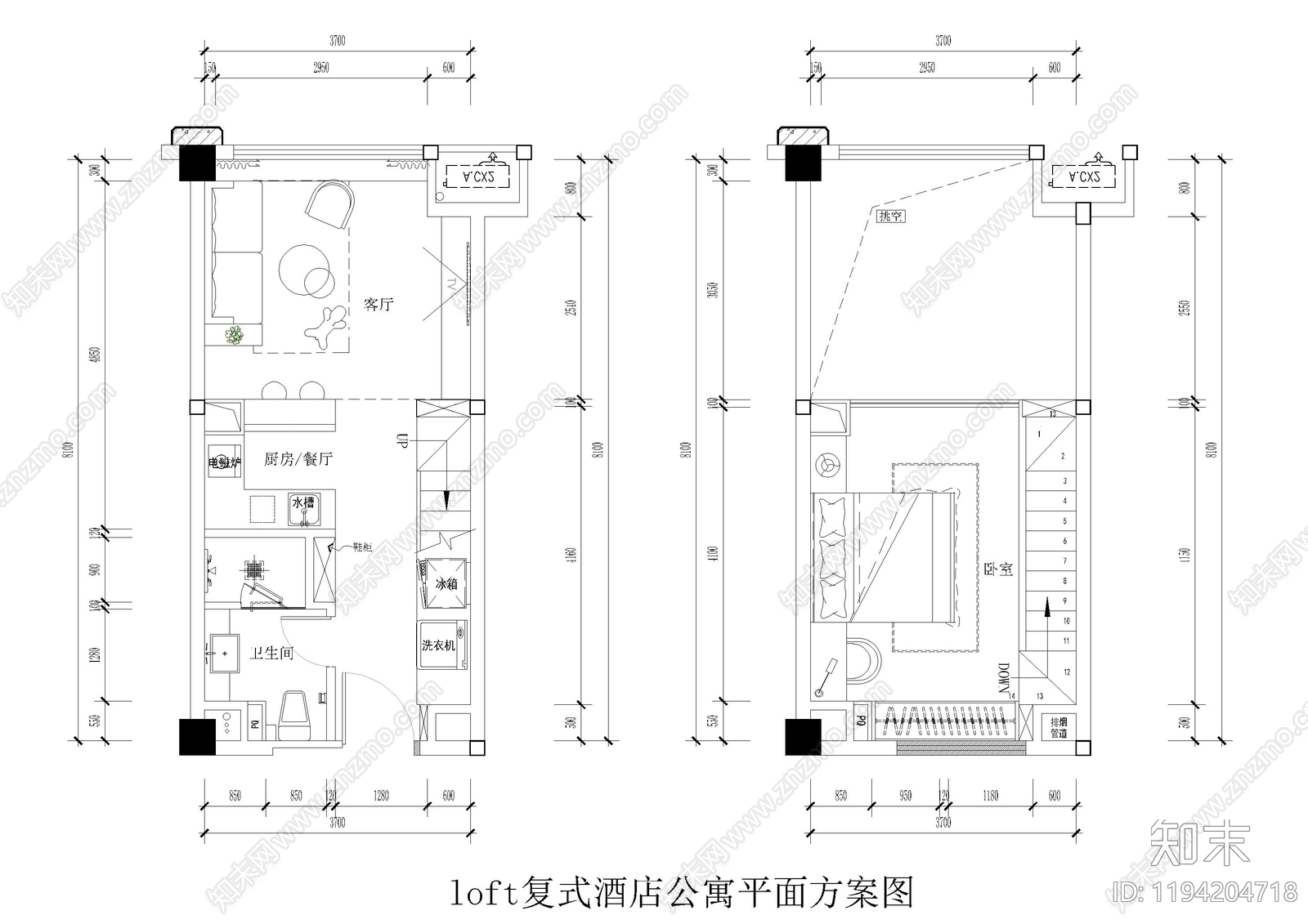 loft公寓施工图下载【ID:1194204718】