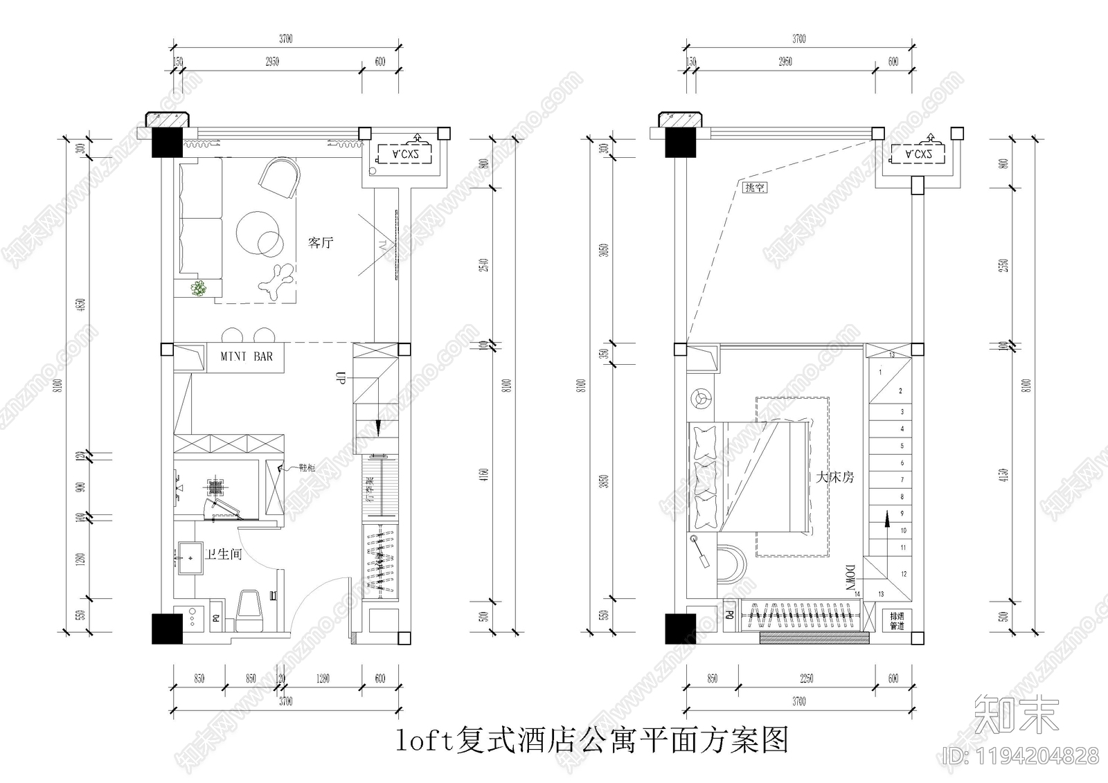 复式公寓施工图下载【ID:1194204828】