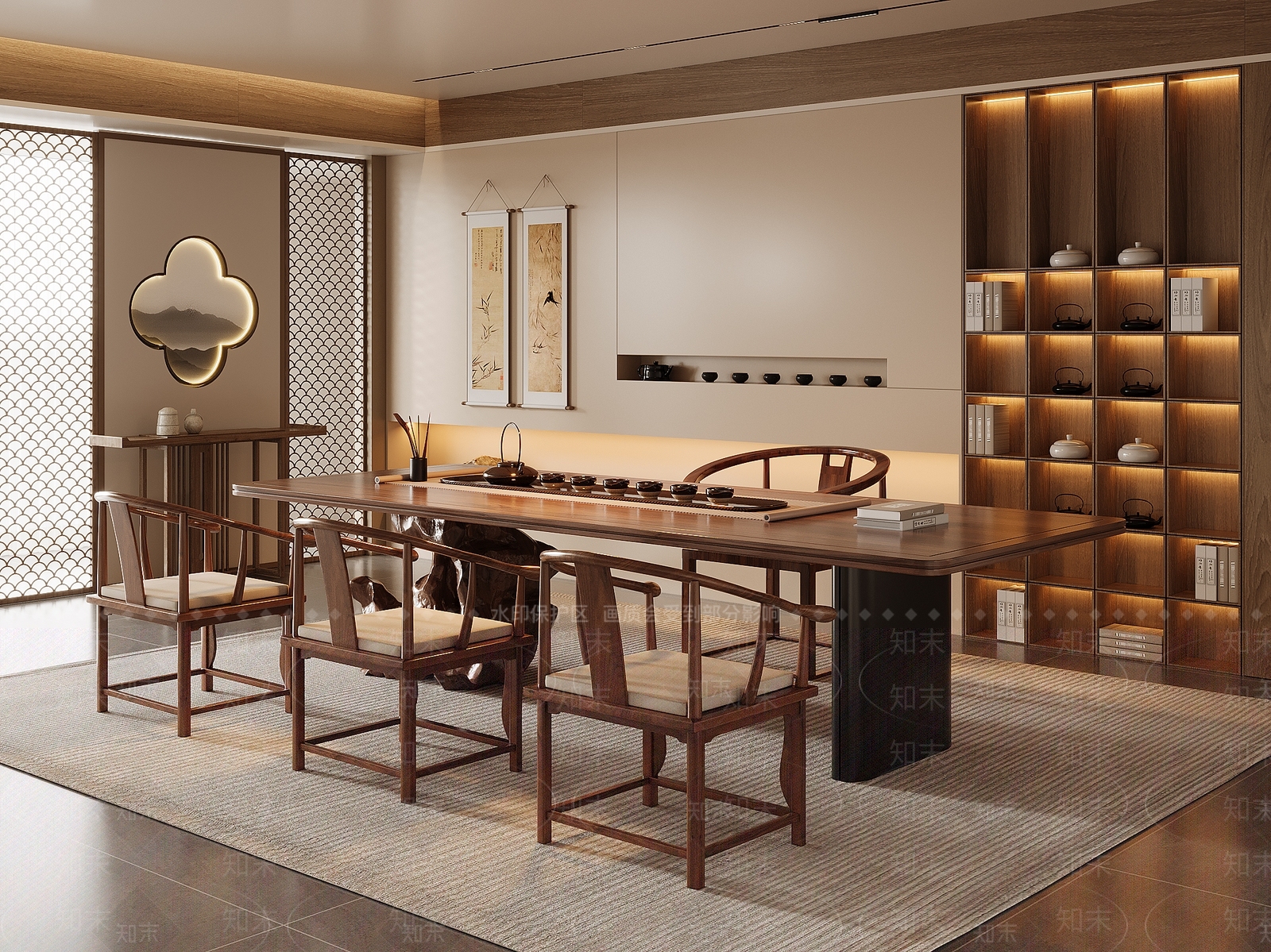 新中式中式茶室SU模型下载【ID:1194205662】