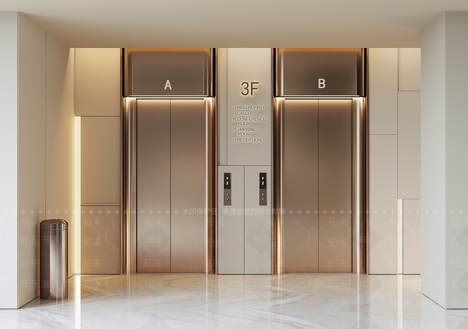 现代电梯间3D模型下载【ID:1194205679】