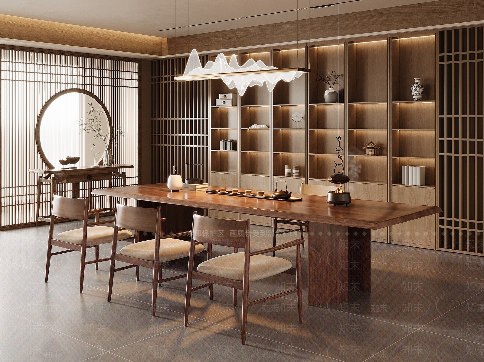 新中式中式茶室SU模型下载【ID:1194207166】