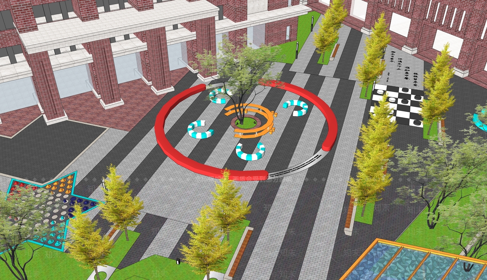 现代校园景观SU模型下载【ID:1194207726】