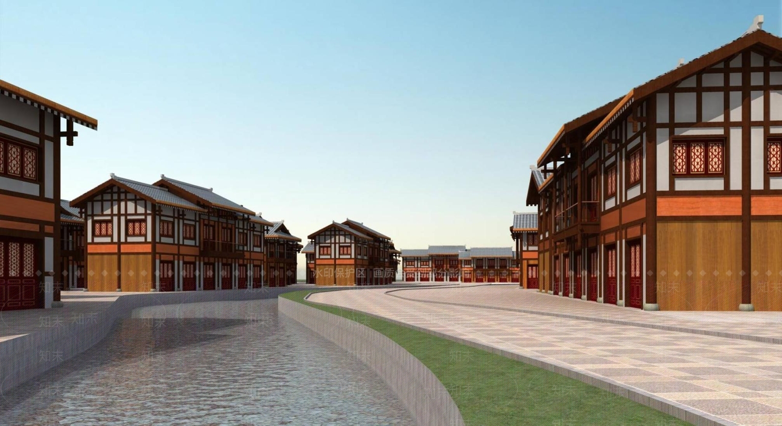 中式商业街3D模型下载【ID:1194211184】