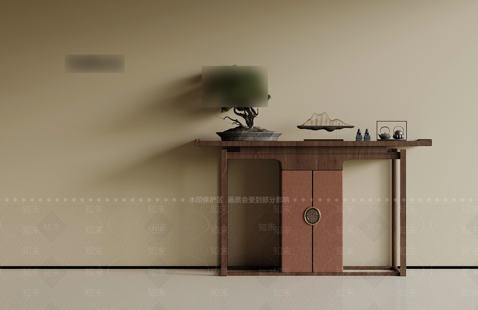 新中式现代玄关柜3D模型下载【ID:1194214260】