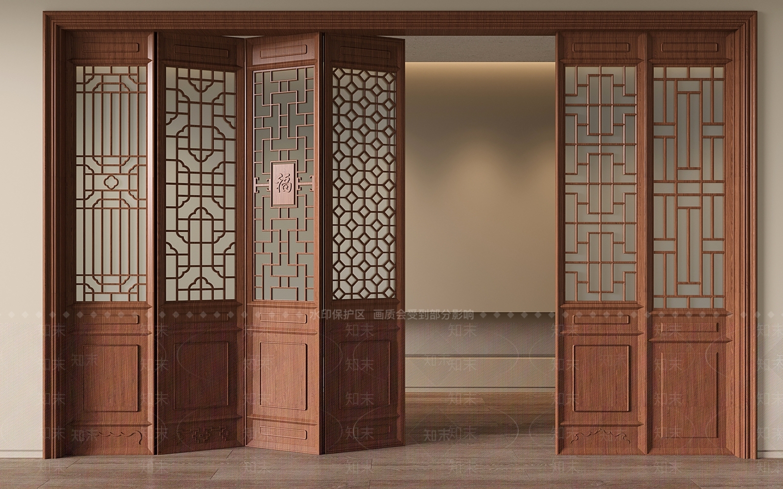 中式新中式折叠门3D模型下载【ID:1194214475】