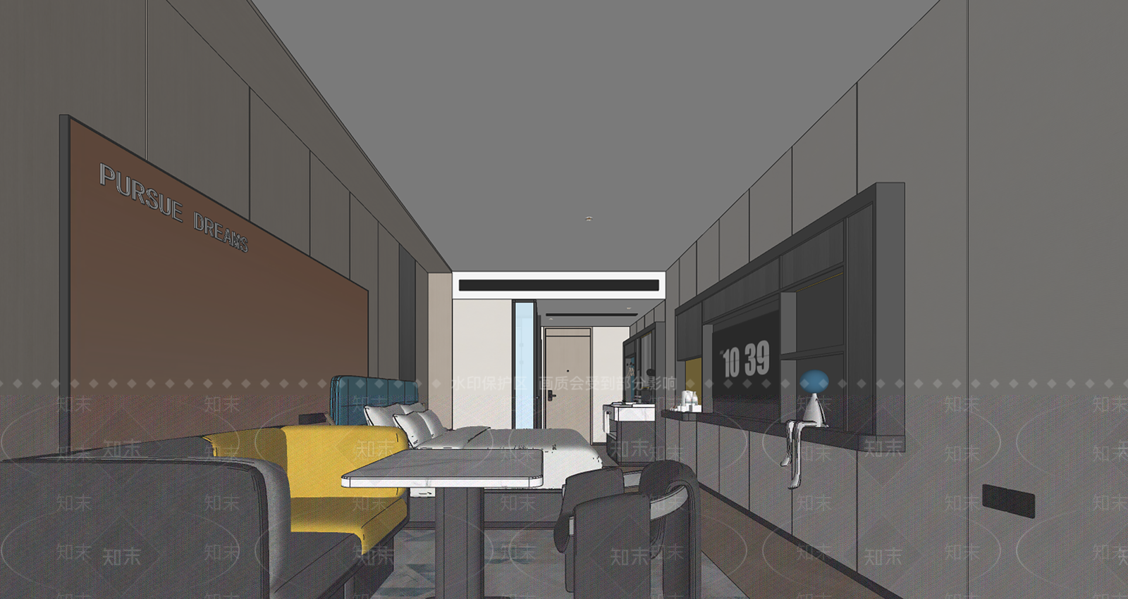 现代简约酒店客房SU模型下载【ID:1194215368】