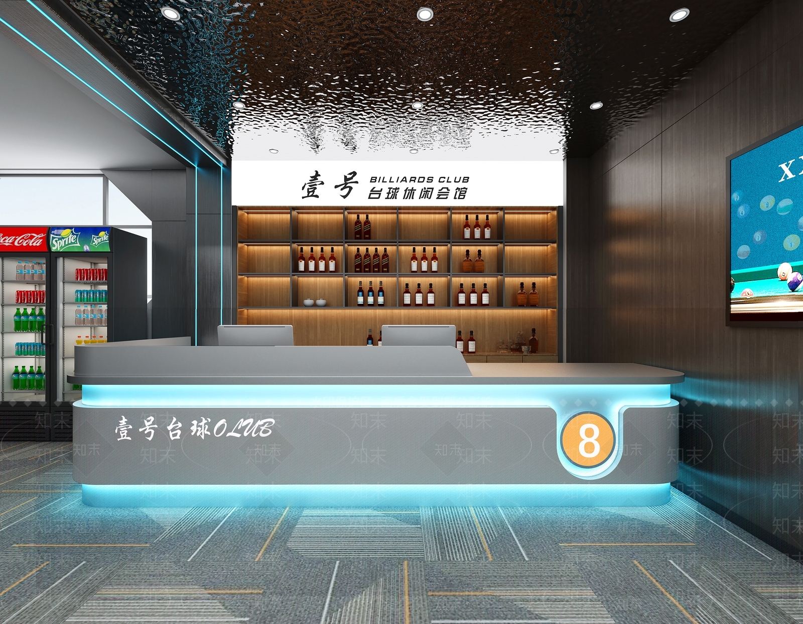 现代台球室3D模型下载【ID:1194216929】