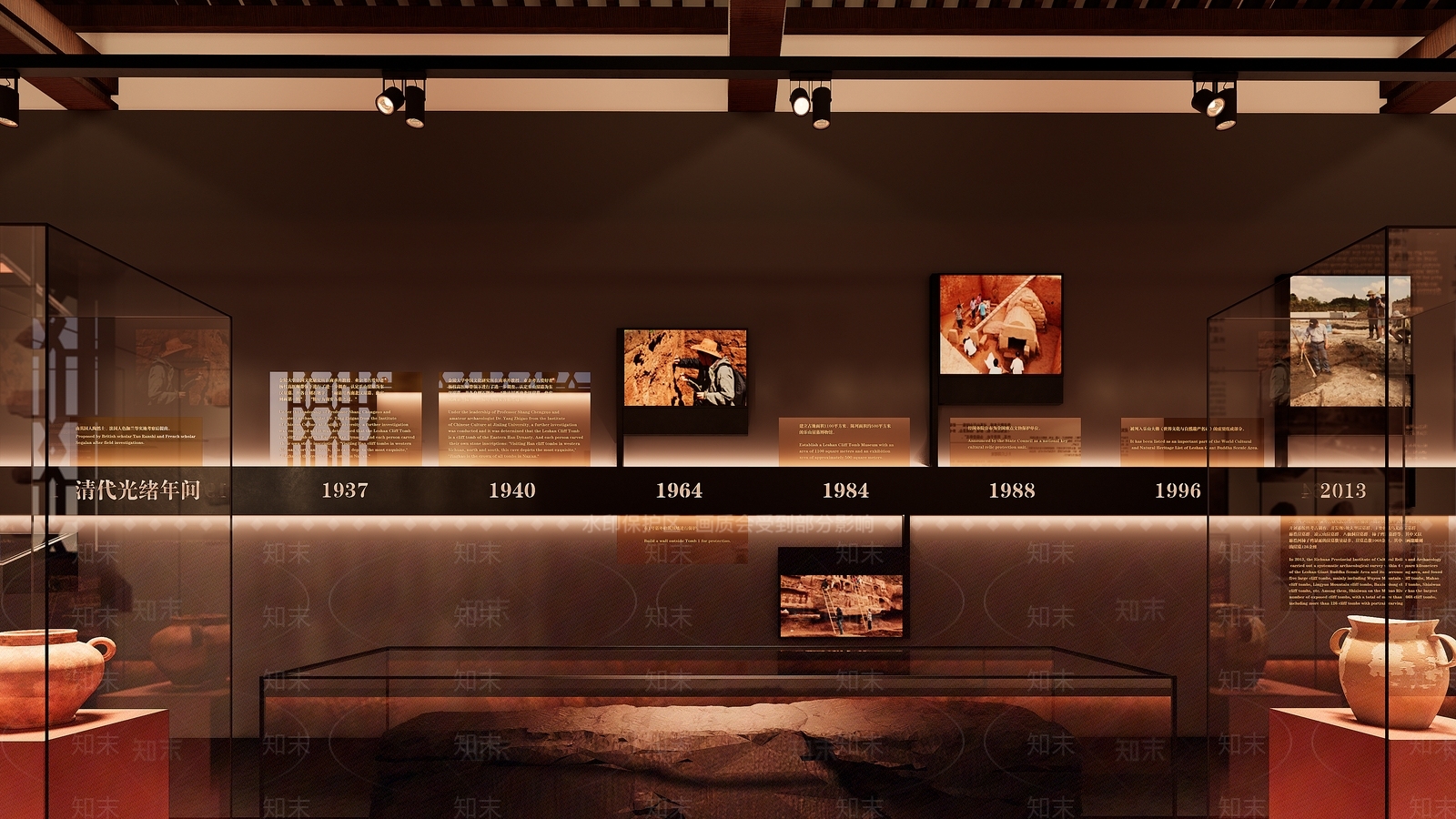 新中式博物馆展厅SU模型下载【ID:1194218959】