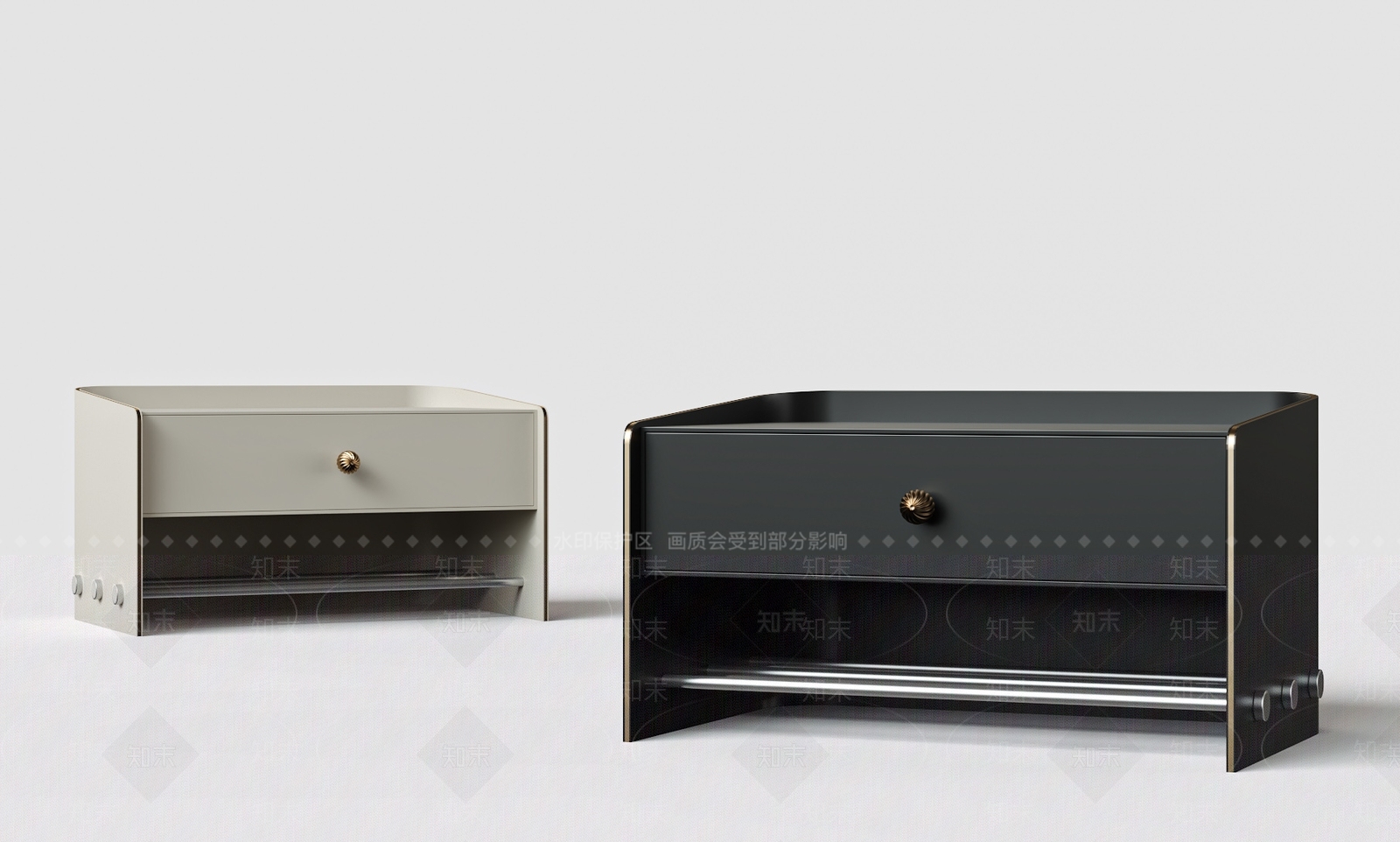 现代轻奢床头柜3D模型下载【ID:1194219113】