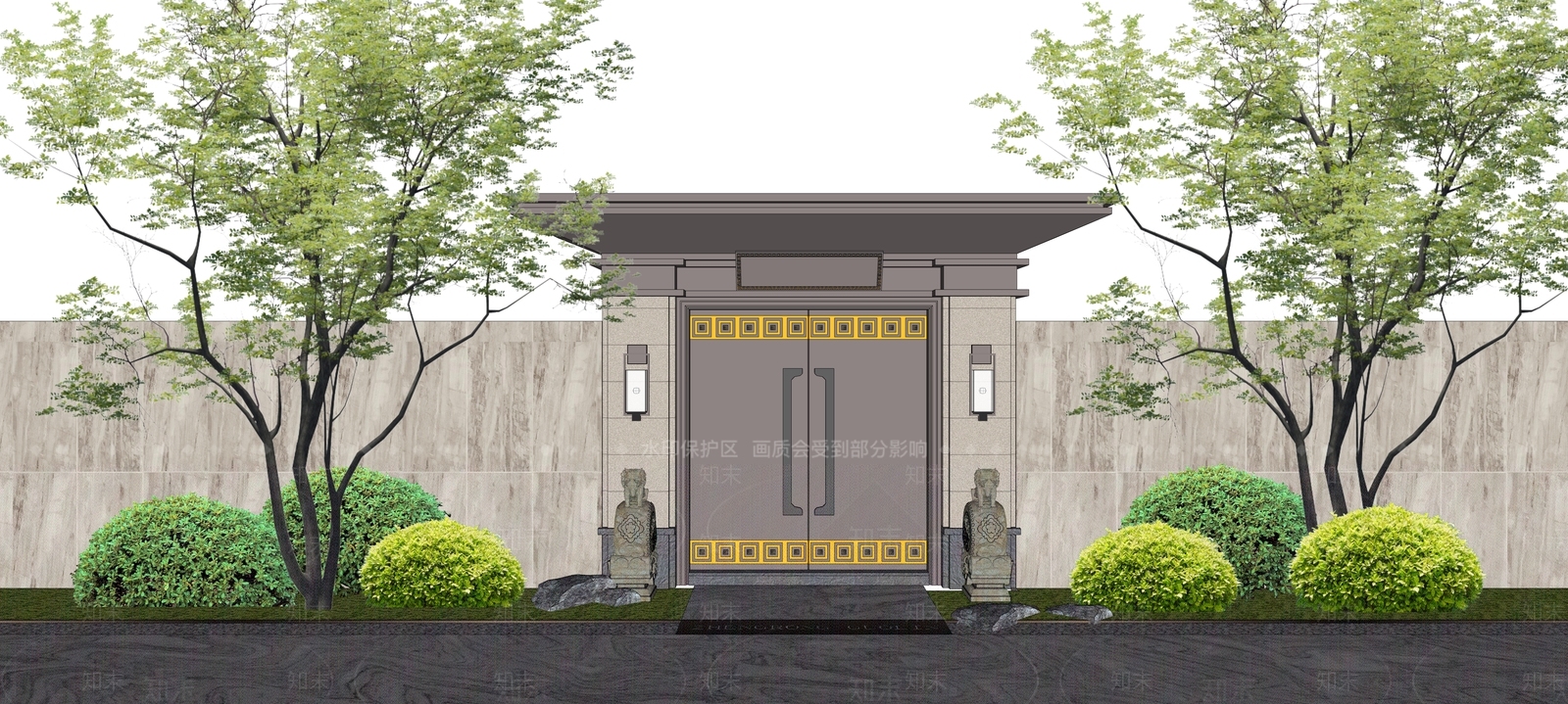 现代庭院门SU模型下载【ID:1194219539】