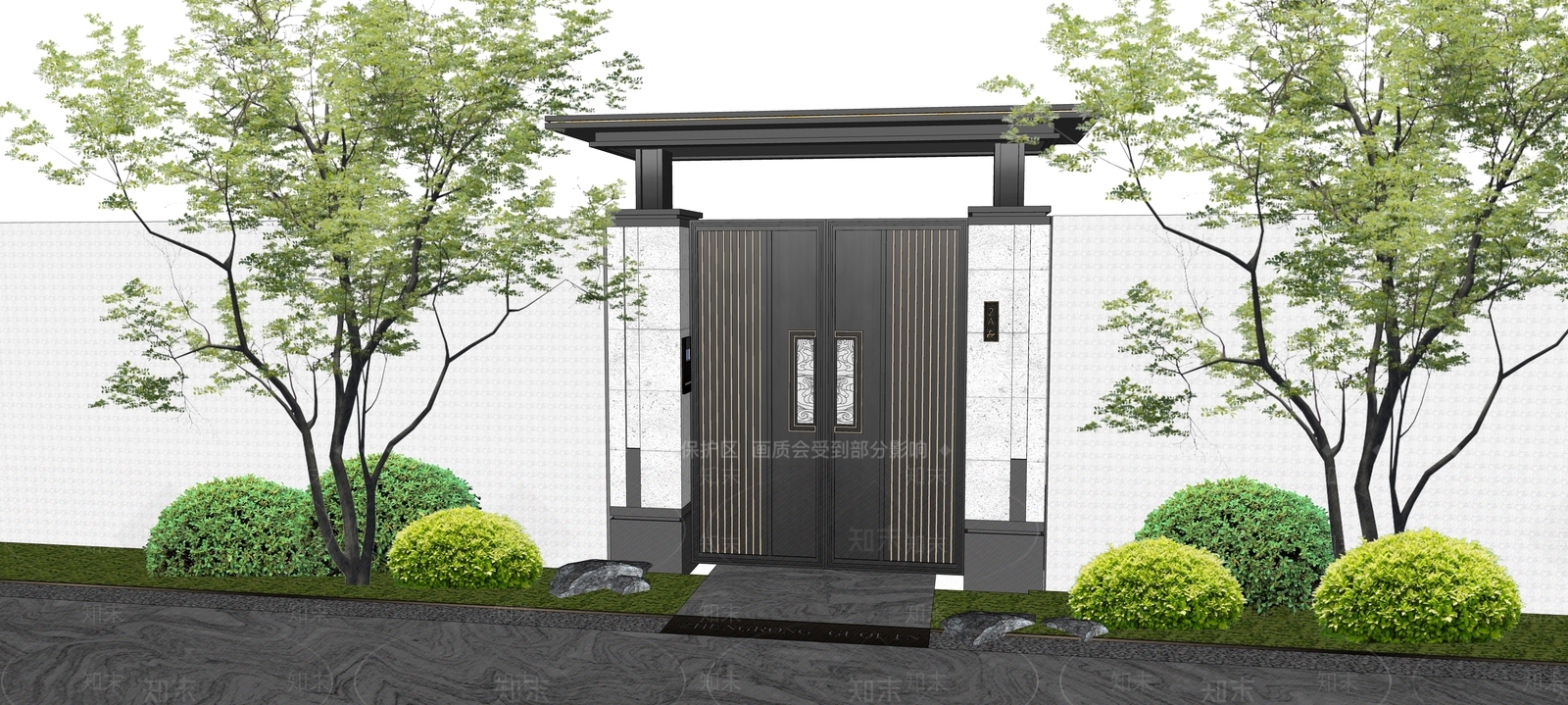现代庭院门SU模型下载【ID:1194219619】