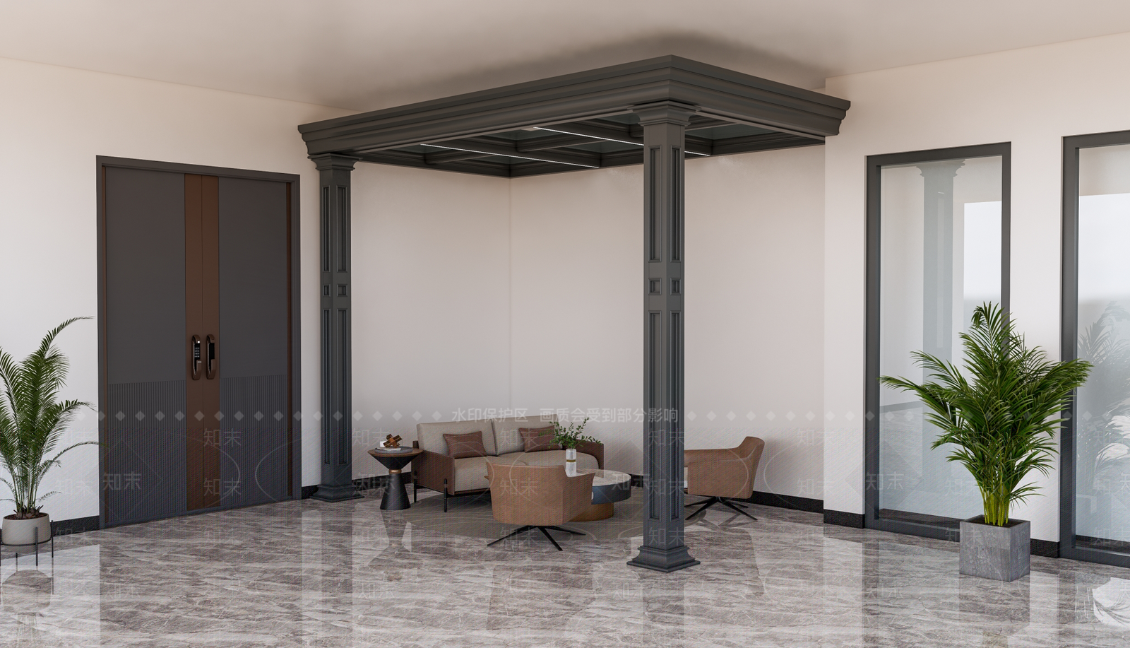 现代轻奢门窗展厅SU模型下载【ID:1194220059】