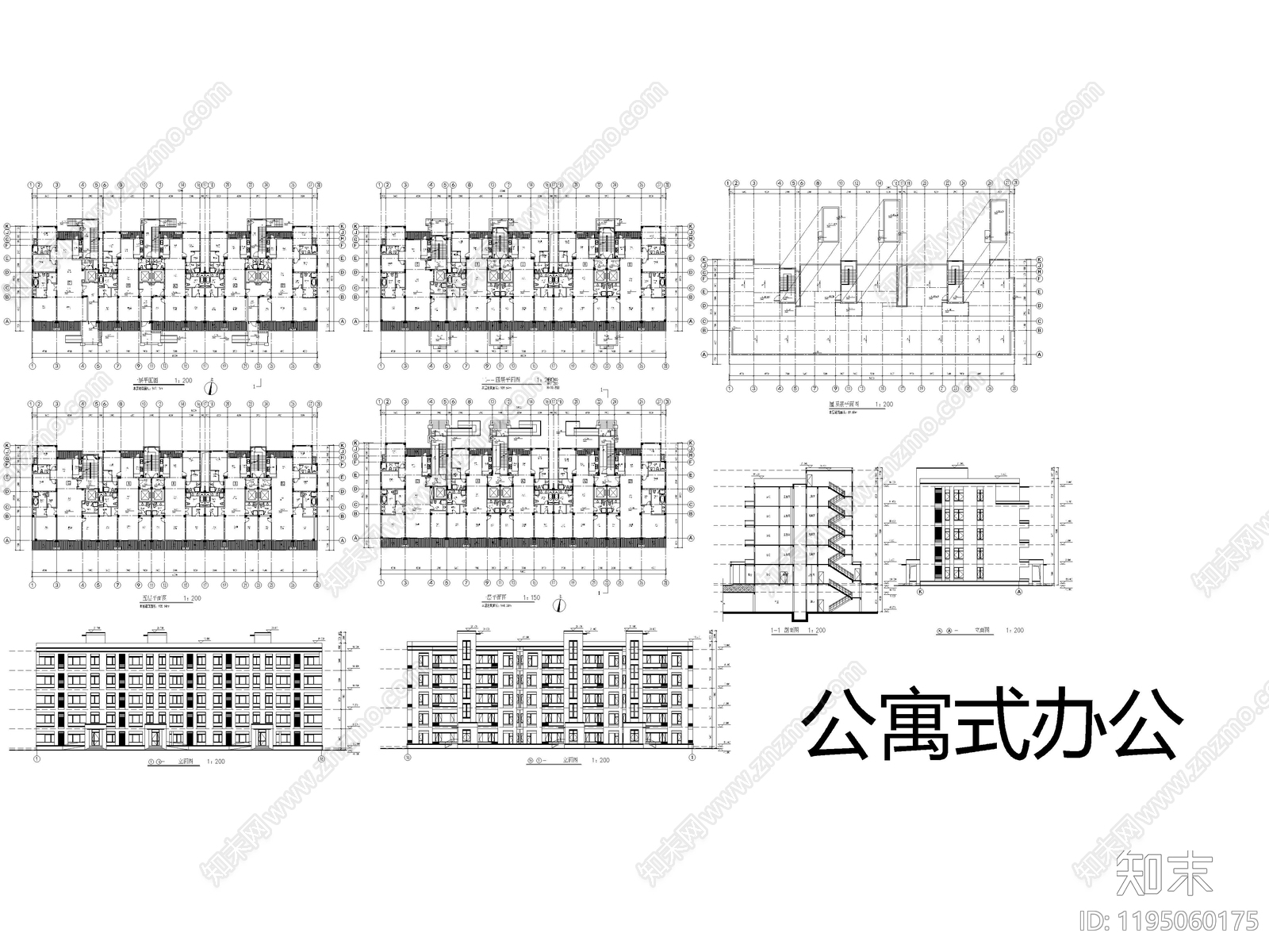现代极简住宅楼建筑施工图下载【ID:1195060175】