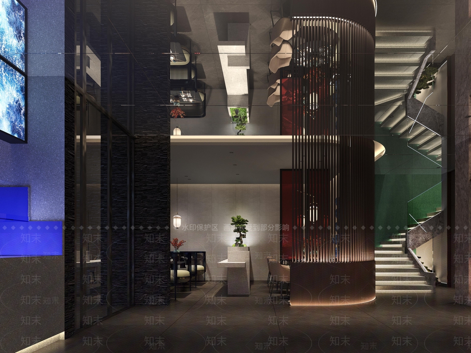 现代新中式中餐厅3D模型下载【ID:1194227950】