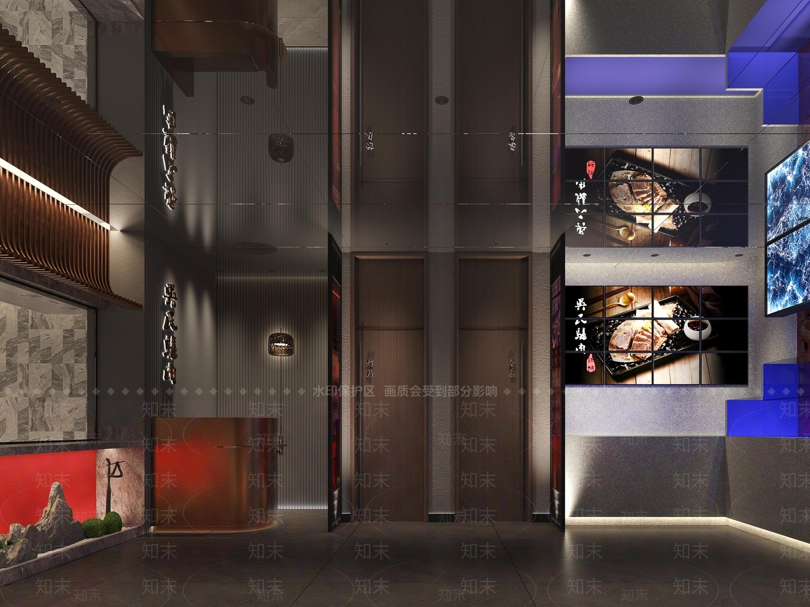 现代新中式中餐厅3D模型下载【ID:1194227950】