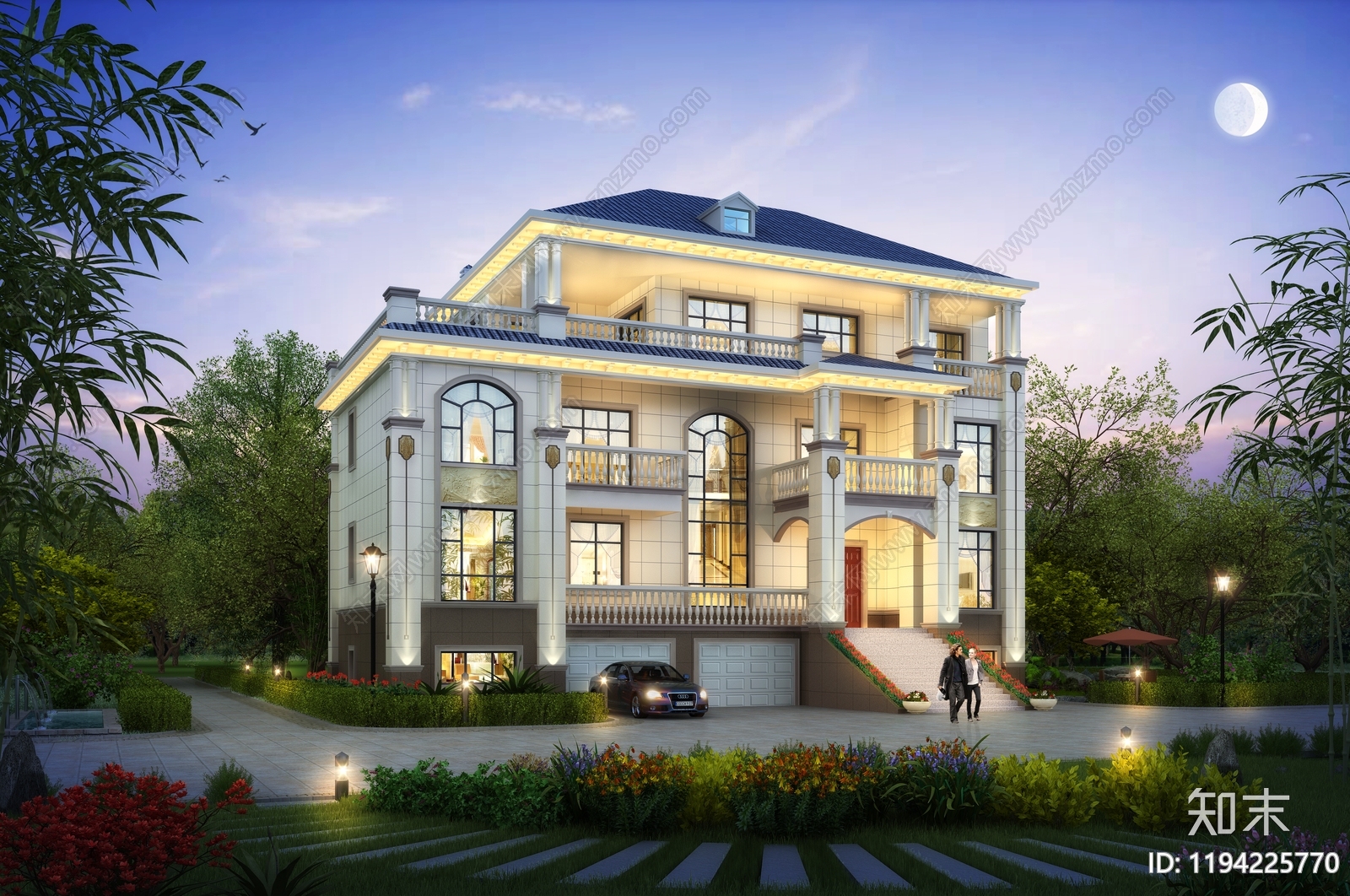 欧式简欧别墅建筑施工图下载【ID:1194225770】