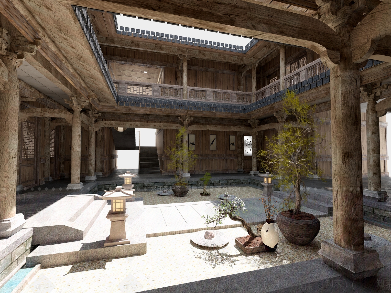 中古中式古建3D模型下载【ID:1194225113】