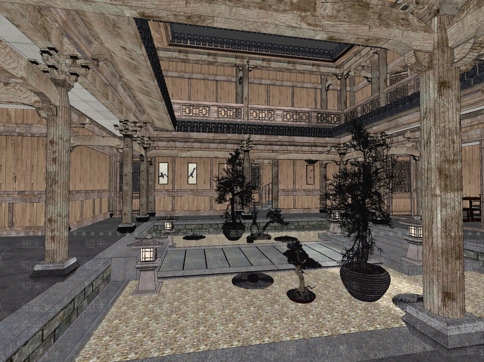 中古中式古建3D模型下载【ID:1194225113】