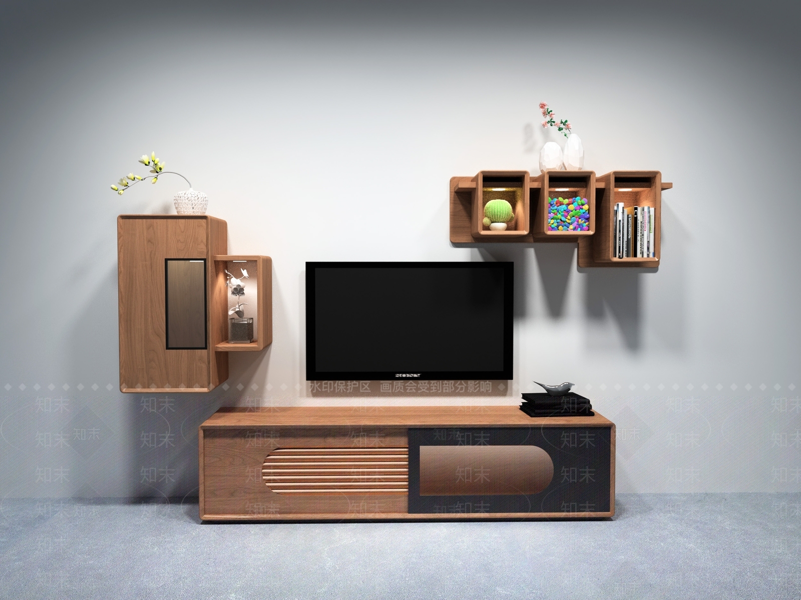 复古中古电视柜3D模型下载【ID:1194225247】