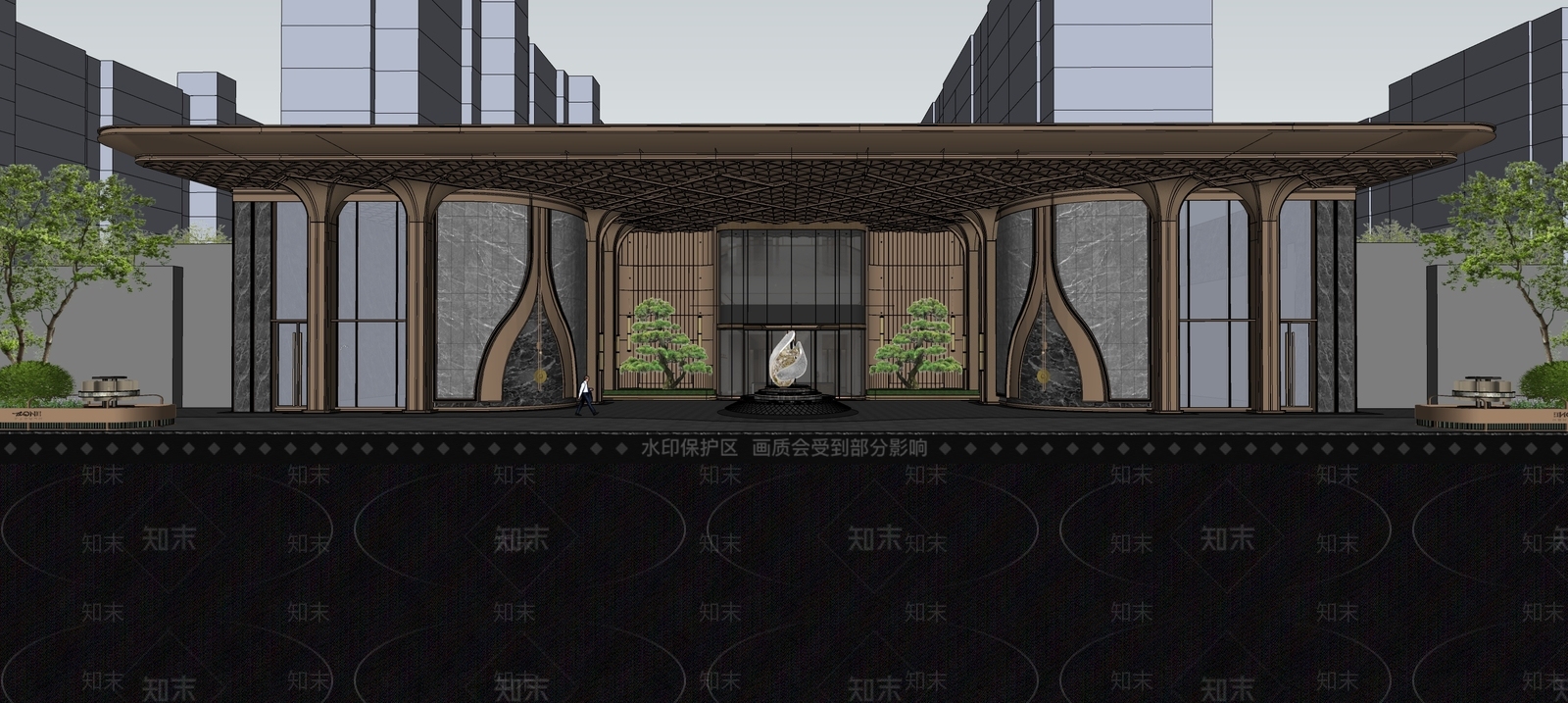 现代轻奢入口大门SU模型下载【ID:1194232200】