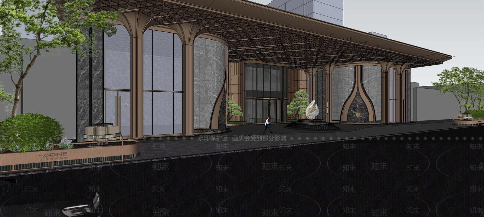 现代轻奢入口大门SU模型下载【ID:1194232200】