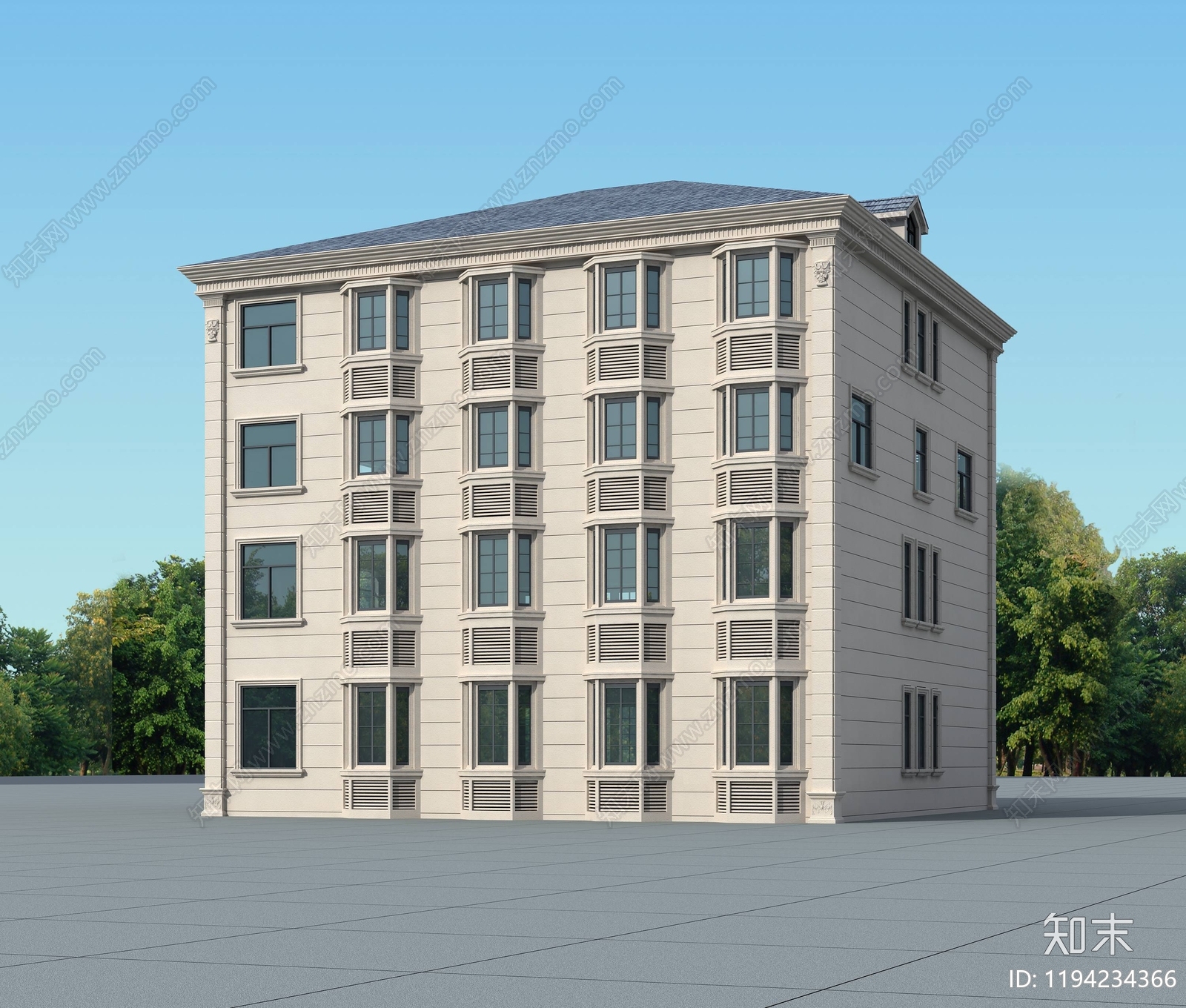 欧式简欧民宿建筑cad施工图下载【ID:1194234366】