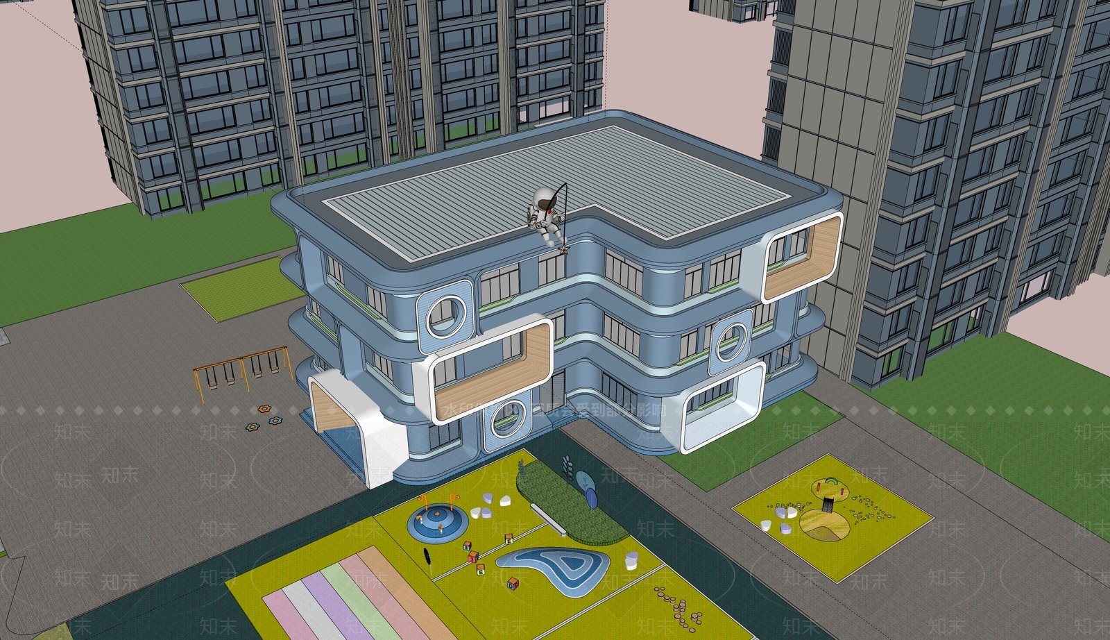 现代简约幼儿园SU模型下载【ID:1194233989】