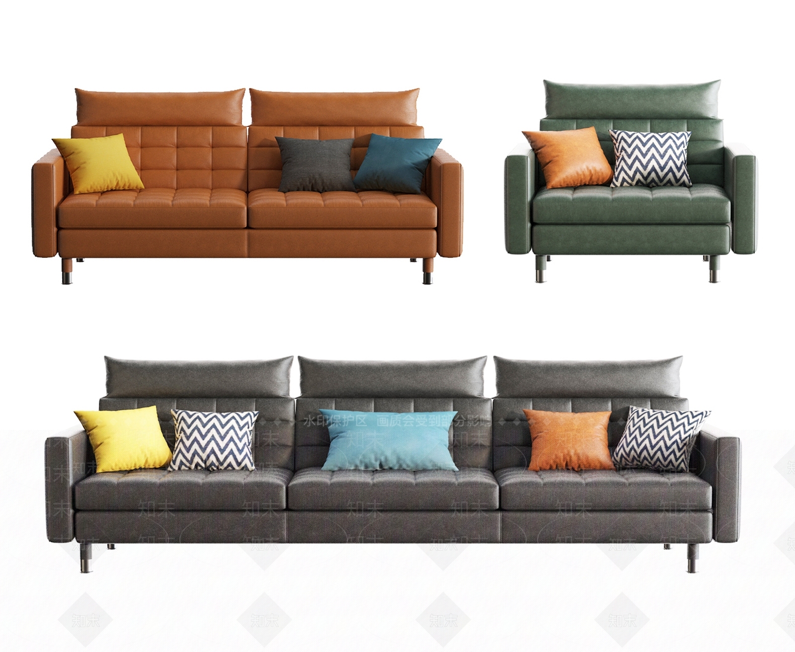 现代北欧沙发组合3D模型下载【ID:1194235256】