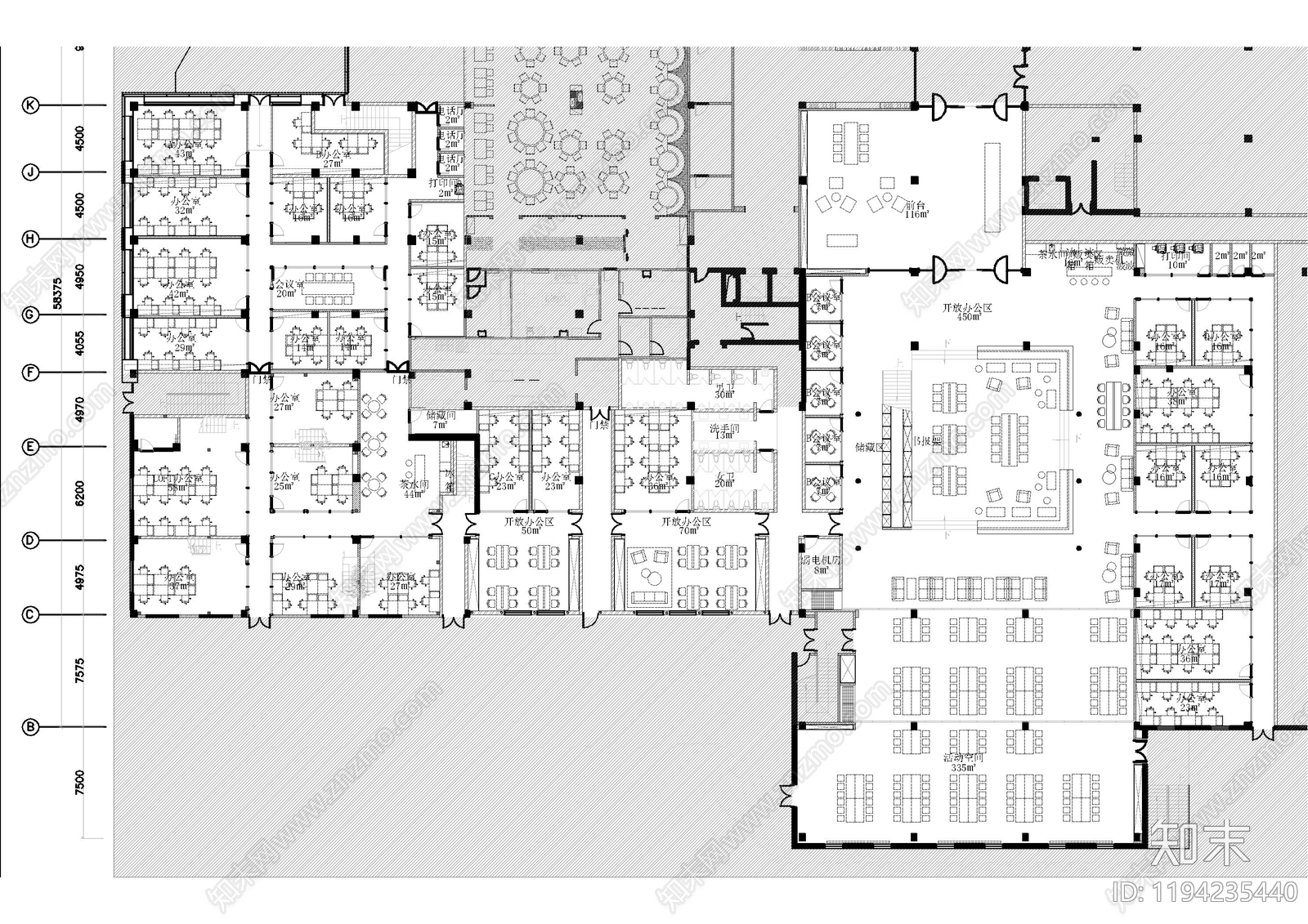现代整体办公空间施工图下载【ID:1194235440】