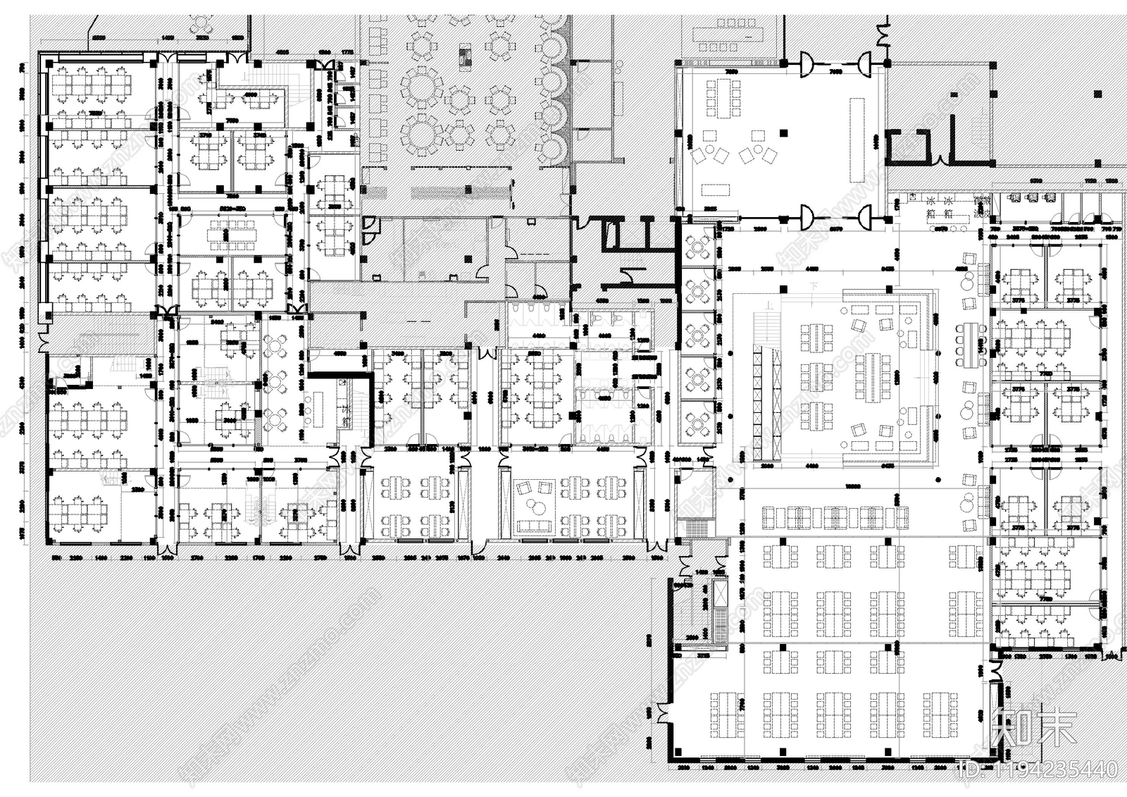 现代整体办公空间cad施工图下载【ID:1194235440】
