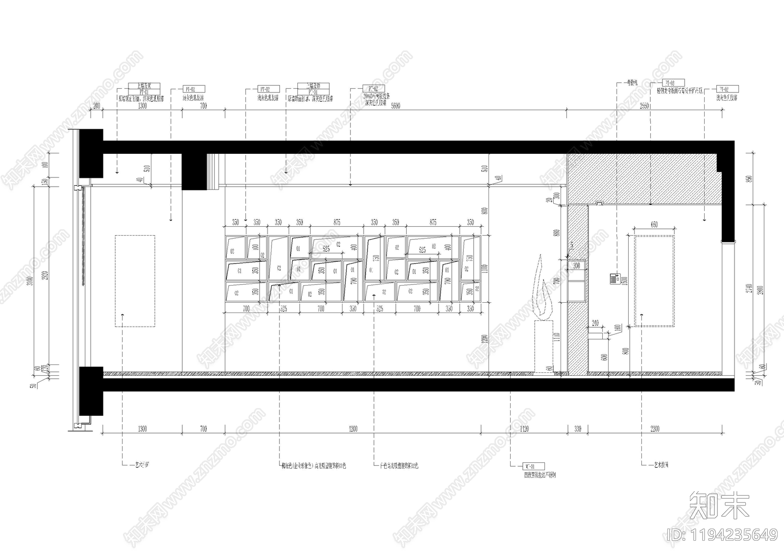 现代独立办公室cad施工图下载【ID:1194235649】