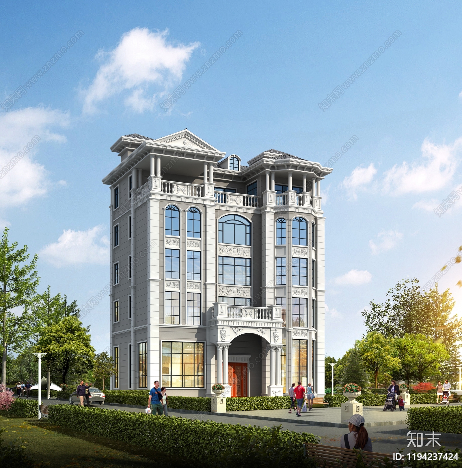 欧式简欧别墅建筑施工图下载【ID:1194237424】