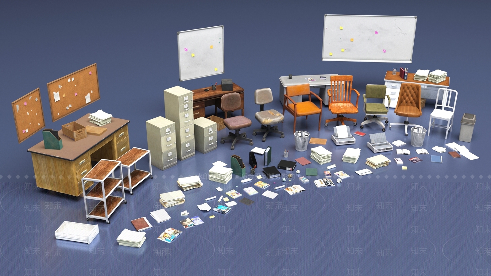 现代办公桌3D模型下载【ID:1194237278】