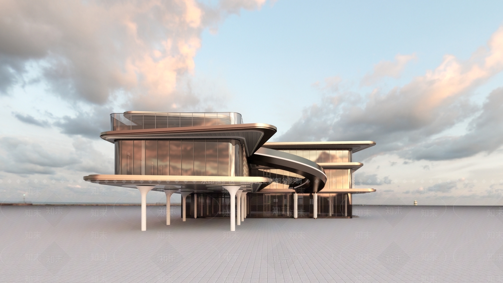 现代展览馆建筑SU模型下载【ID:1194237976】