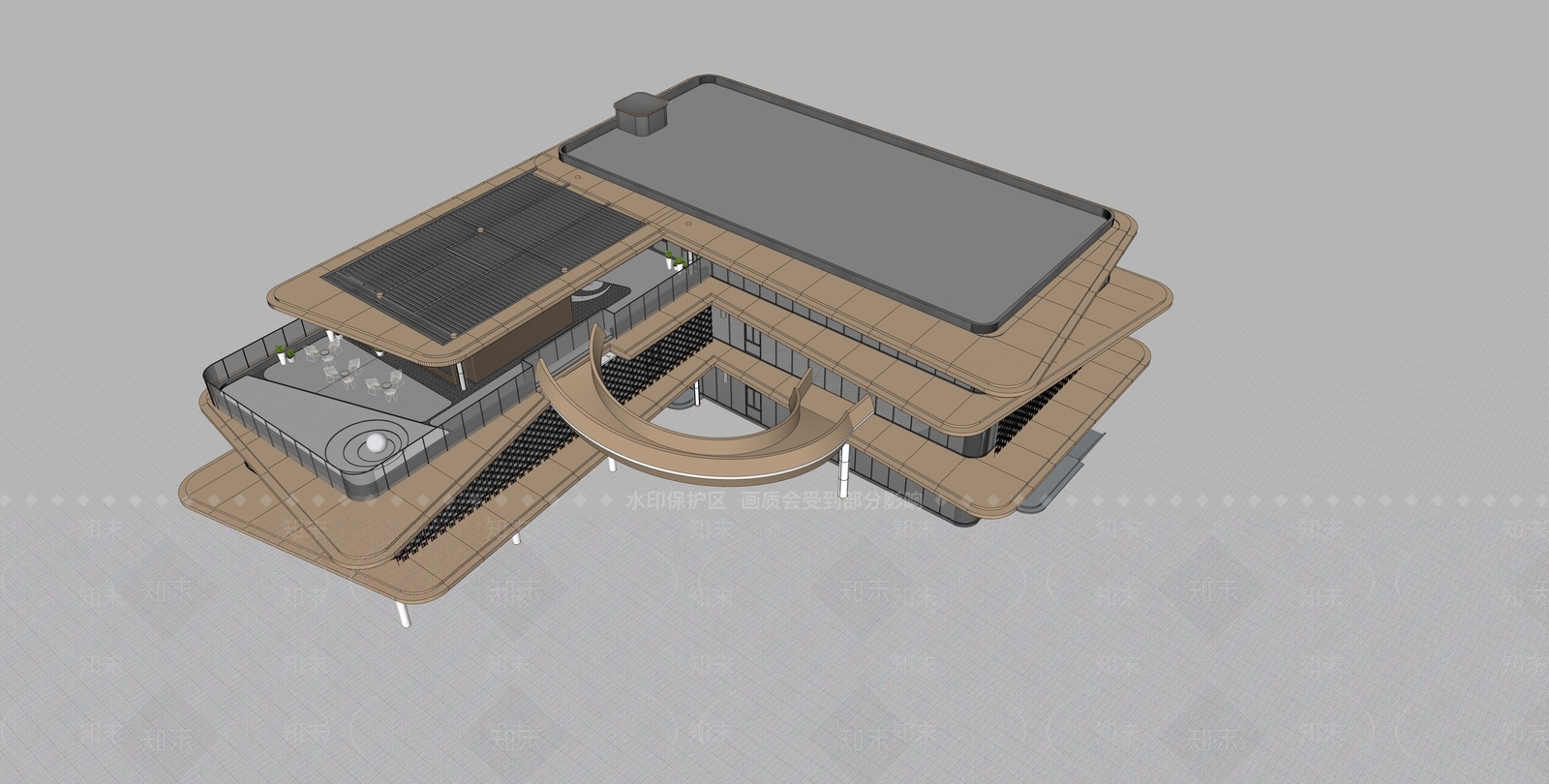 现代展览馆建筑SU模型下载【ID:1194237976】