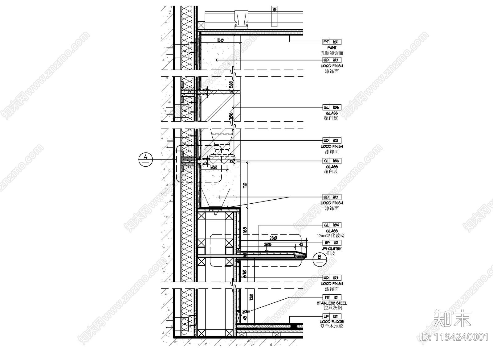 墙面节点施工图下载【ID:1194240001】