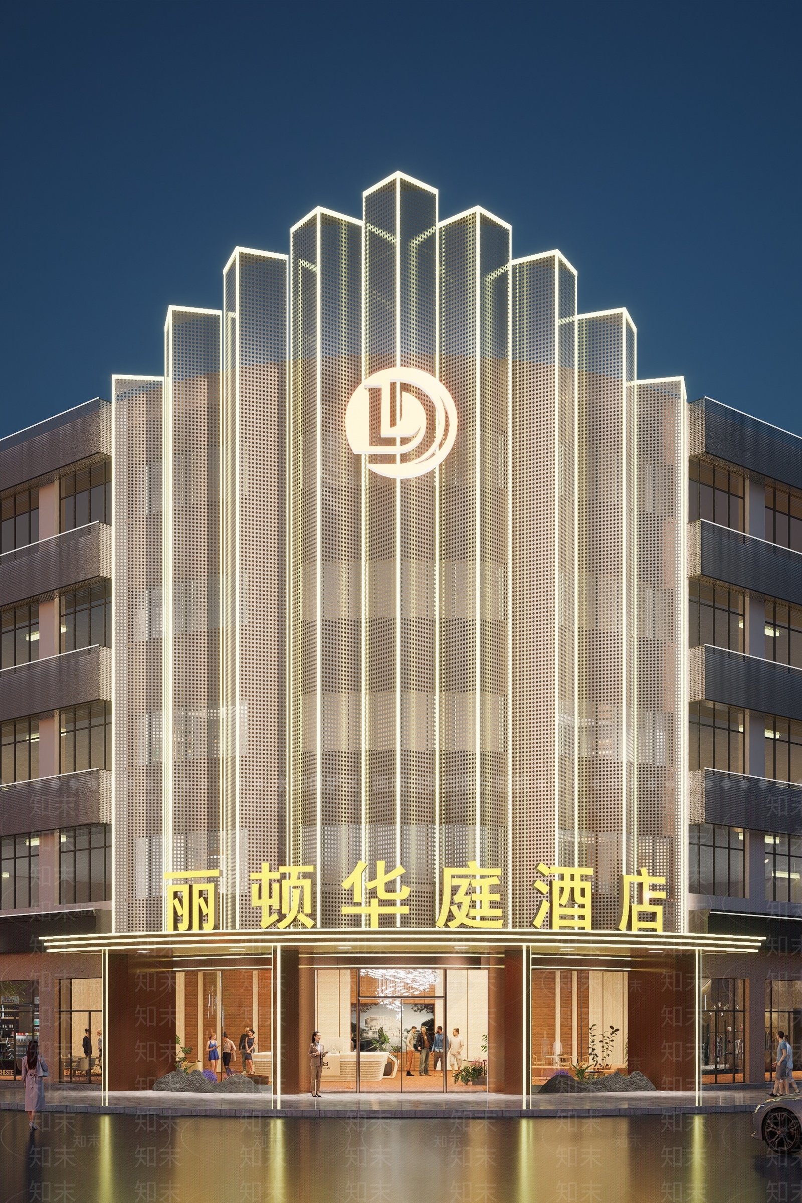 现代新中式酒店入口SU模型下载【ID:1194942681】