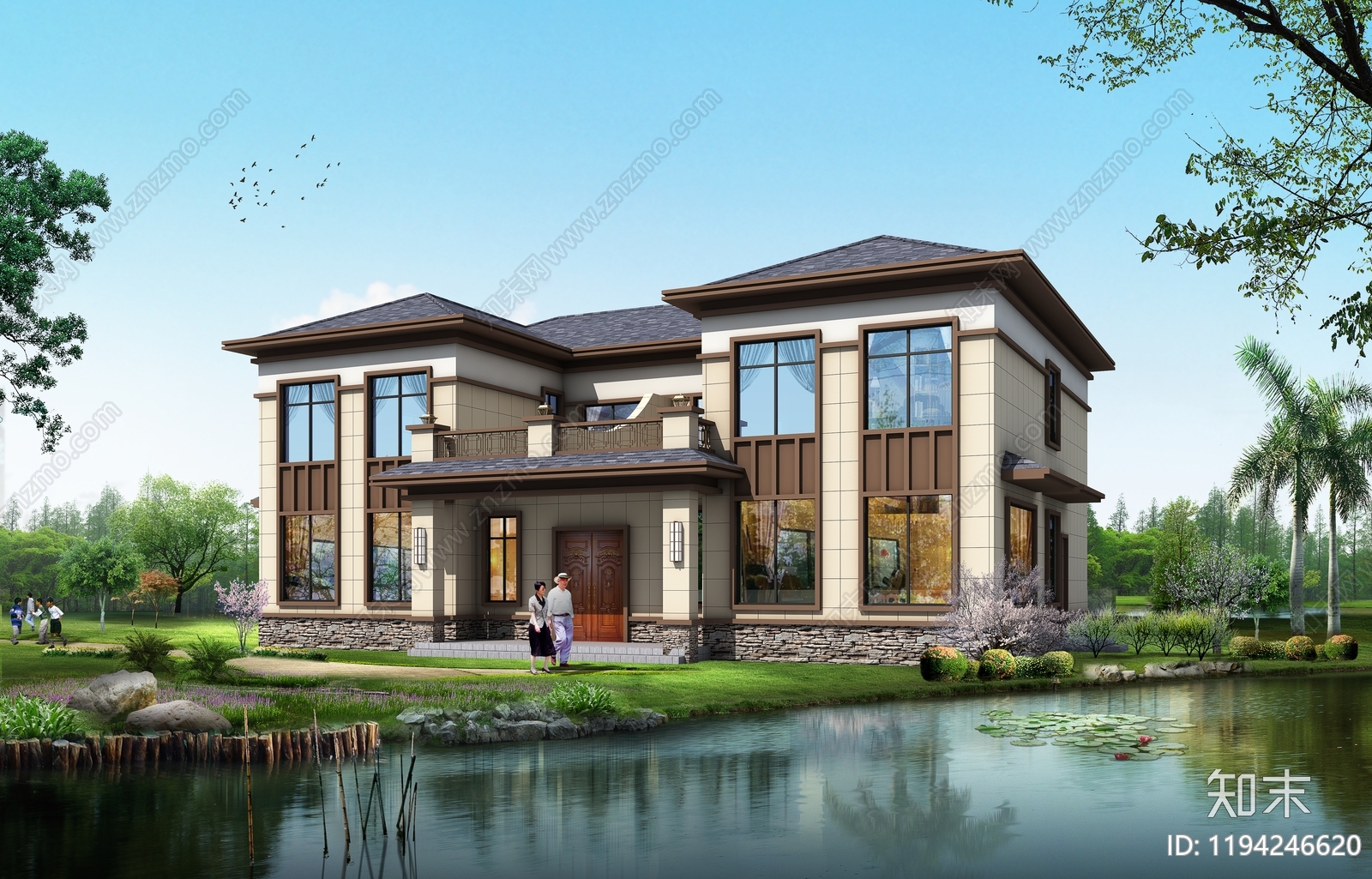 新中式别墅建筑施工图下载【ID:1194246620】