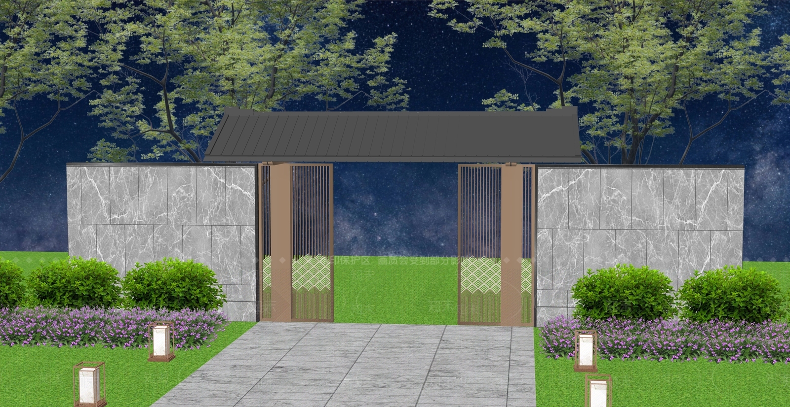 现代庭院门SU模型下载【ID:1194246757】