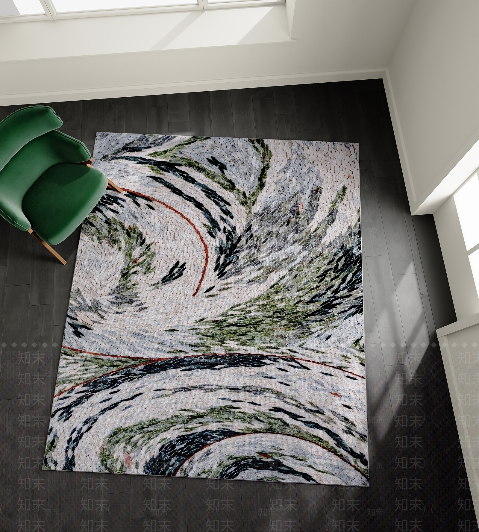 现代美式地毯3D模型下载【ID:1194248751】