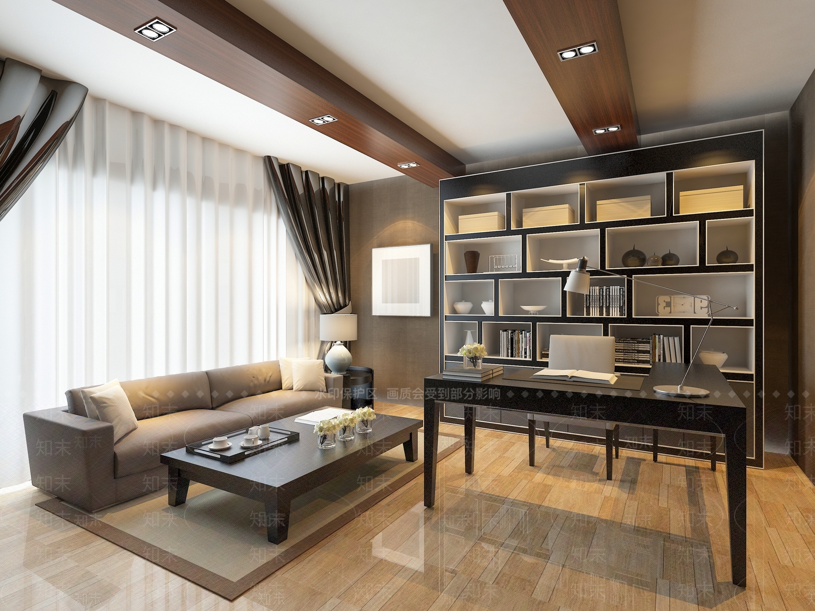 现代新中式书房3D模型下载【ID:1194248012】