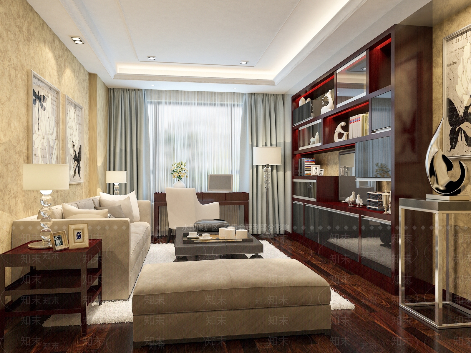 现代新中式书房3D模型下载【ID:1194248463】