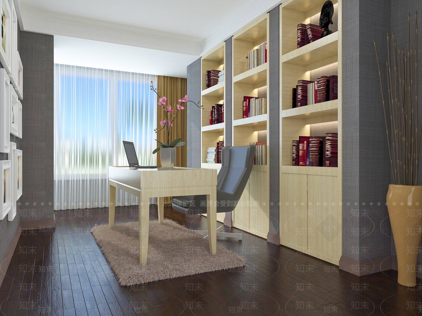 现代北欧书房3D模型下载【ID:1194249451】