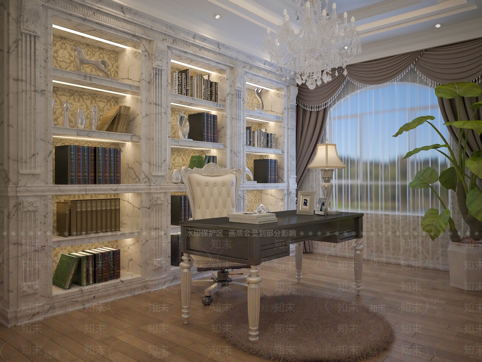 现代欧式书房3D模型下载【ID:1194250001】