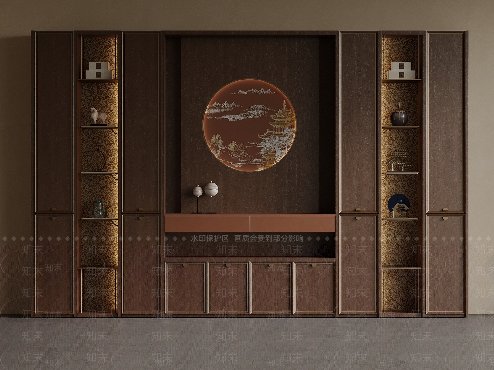 新中式玄关柜SU模型下载【ID:1194251085】