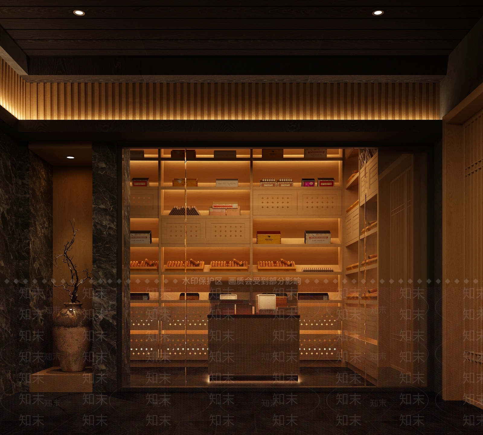 现代新中式烟酒店3D模型下载【ID:1194252569】